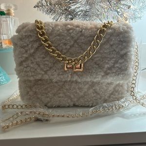 Brand New Fuzzy Purse with Gold Chain